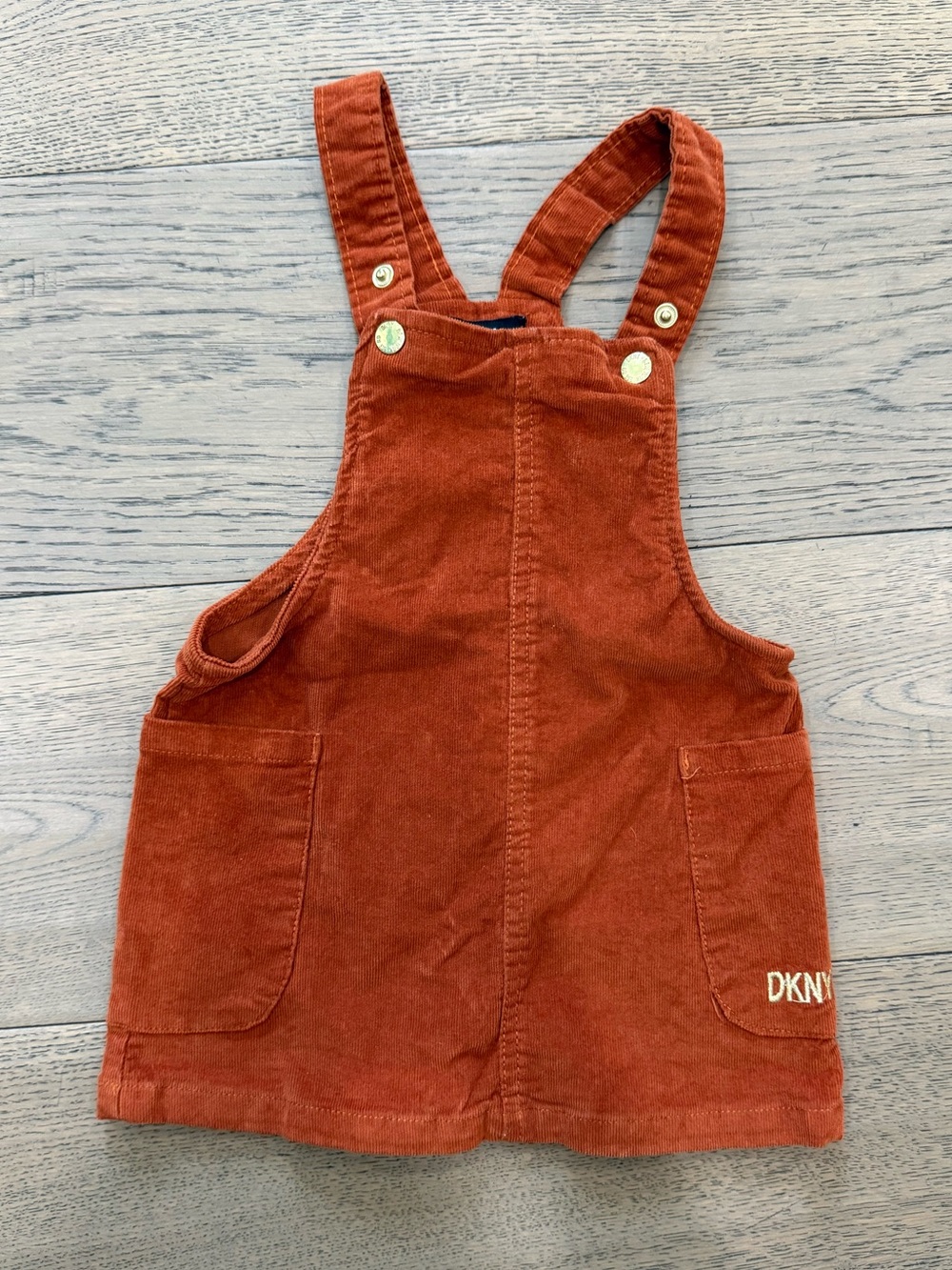 Vintage DKNY Kids Rust Corduroy Overall Dress – 2T